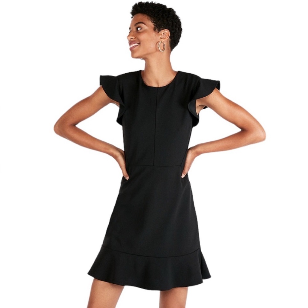 Express Black Ruffle Sleeve Mini Dress
